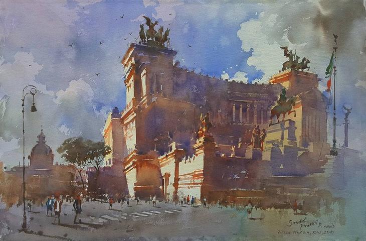 Фото Indian Watercolor Painting.