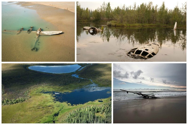 В воде, около воды, в болотах и под водой заброшенные, кладбище, самолеты, факты