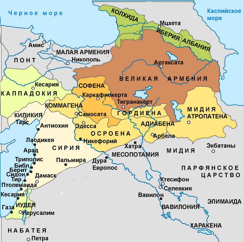 ​Парфия, Месопотамия, Сирия и Армения около 95 года до н.э. commons.wikimedia.org - Восточный соперник Рима  | Warspot.ru
