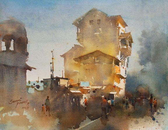 Фото Indian Watercolor Painting.