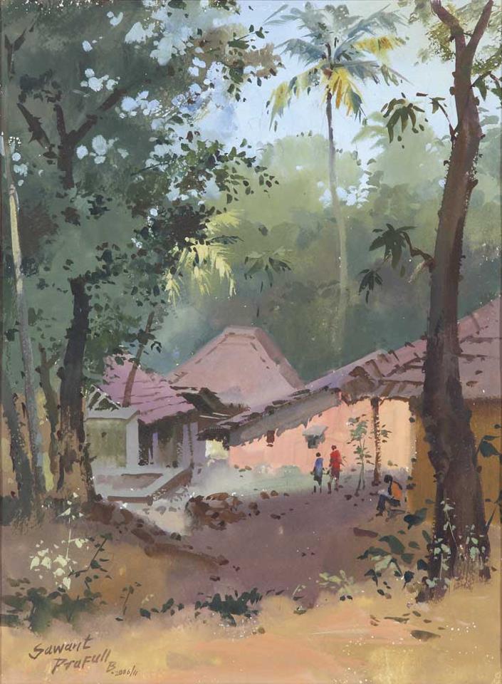 Фото Indian Watercolor Painting.