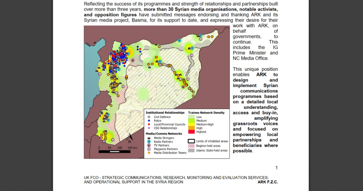 Карта влияния центра ARK в Сирии