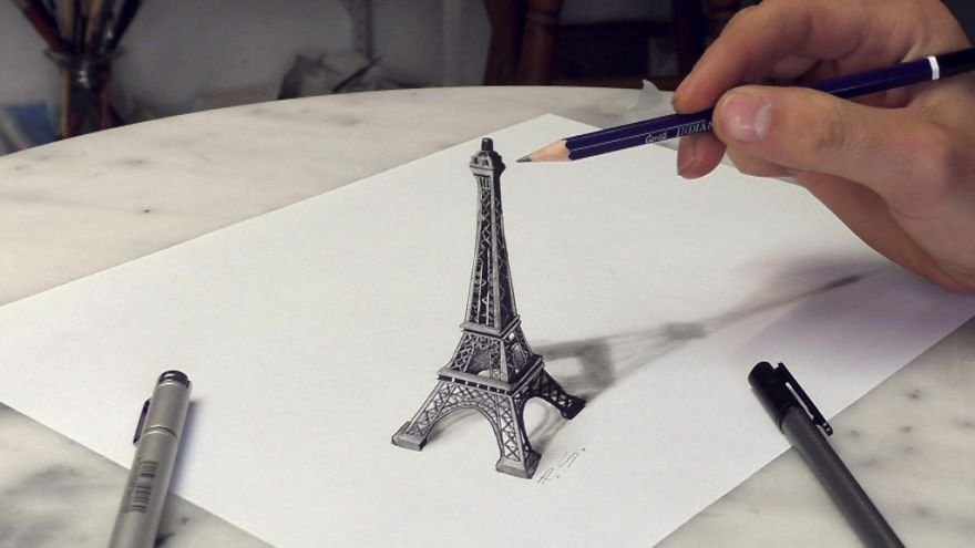 Немецкий художник создает невероятные 3D рисунки на простых плоских поверхностях 3d рисунки,интересное,художник