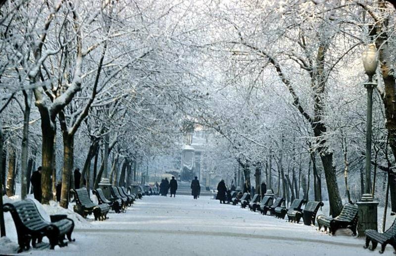 Чистопрудный бульвар, 1959 год. город, зима, москва, ностальгия, фото, фотографии