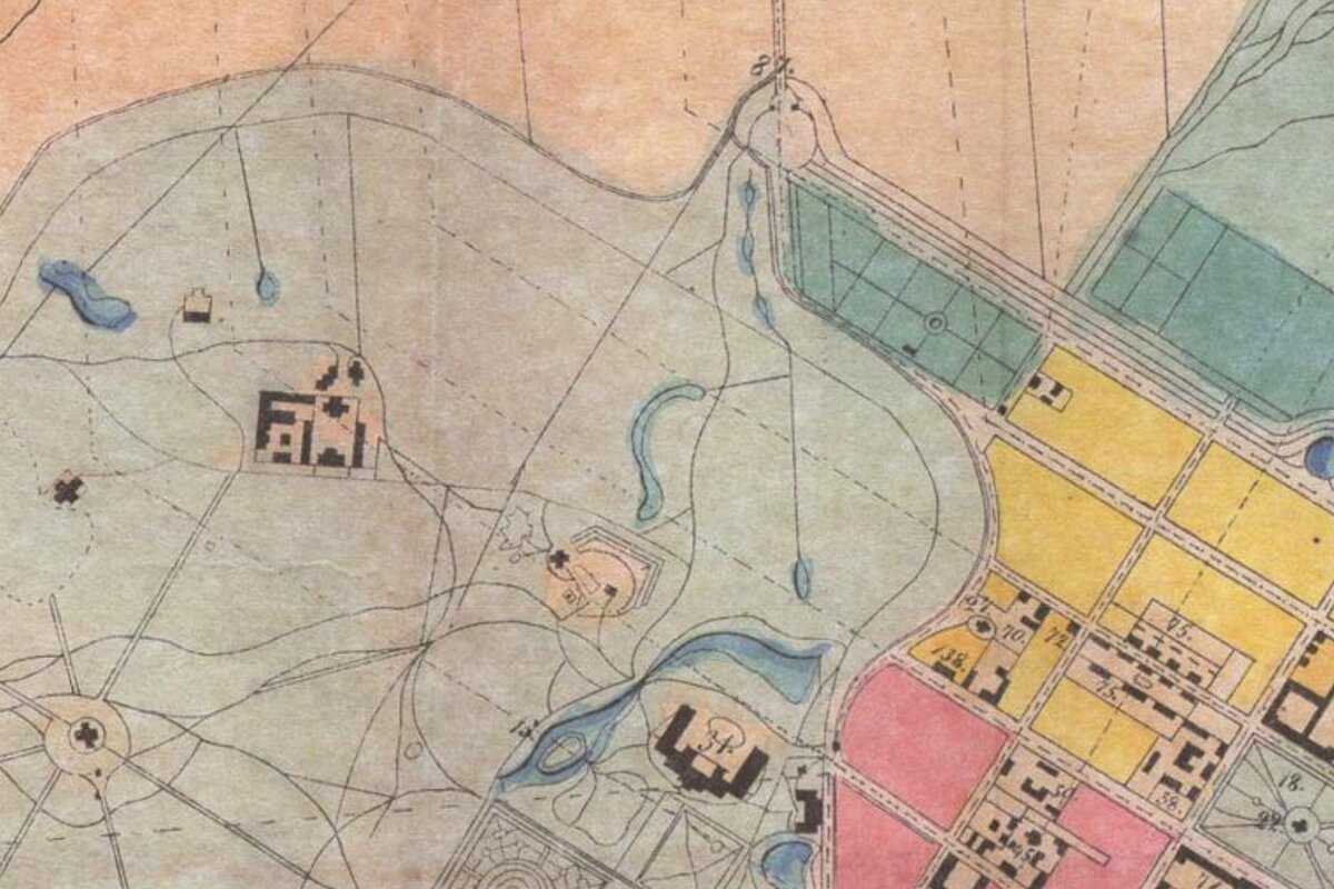 Фрагмент плана императорских садов и парков в Царском Селе, 1858 г.