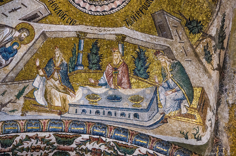 Благословление Марии первосвященниками. Мозаики и фрески монастыря Хора. Церковь Христа Спасителя в Полях.