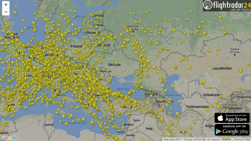 Карта полетов самолетов над украиной
