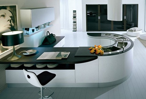  Дизайн черно-белой кухни