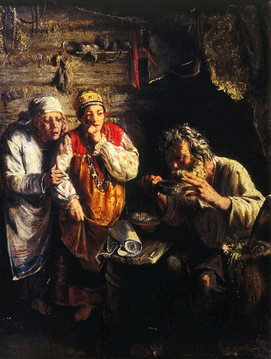 Народная шутка. Мясоедов. Знахарь. 1860.