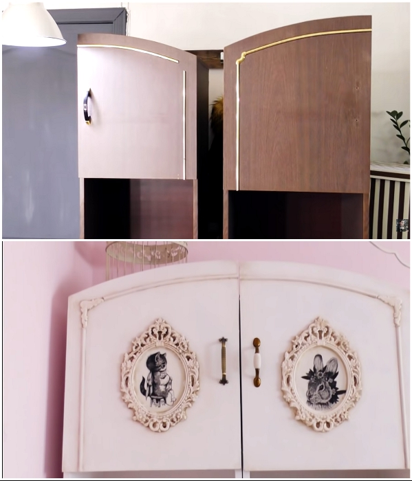 Модный «потертый шик», или Как превратить старый советский шкаф в стильный предмет интерьера. | Фото: youtube.com/ © DrujkaLena.