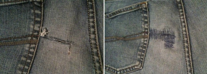 Незаметная джинсовая латка... Как дать вторую жизнь любимым джинсам!