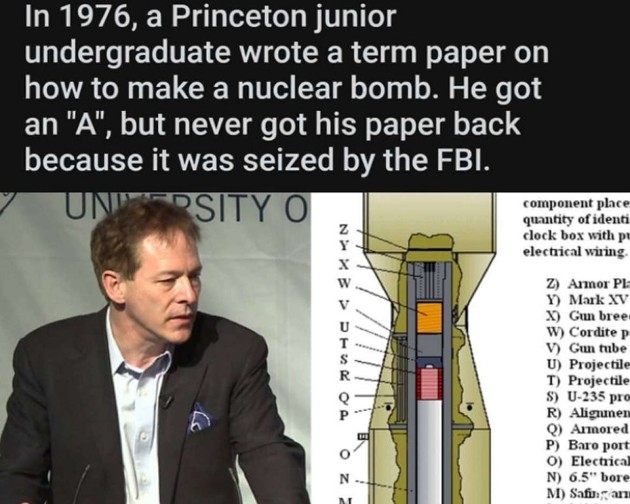 Как в 1976 году неуспевающий студент из Америки собрал в общежитии атомную бомбу, но её изъяли агенты ФБР история