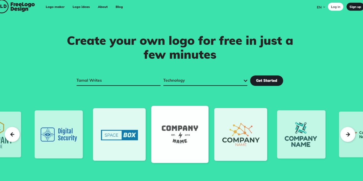 An image of the logo-making page of FreeLogoDesign