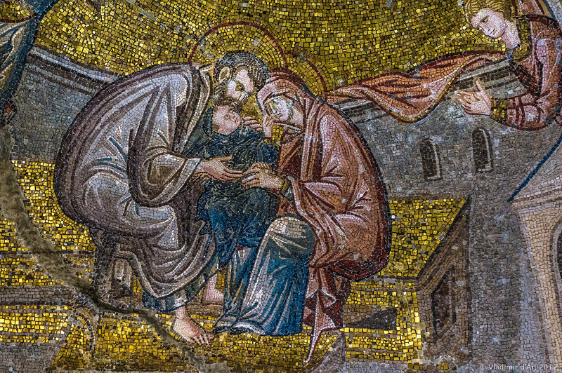 Ласкание Богородицы. Мозаики и фрески монастыря Хора. Церковь Христа Спасителя в Полях.