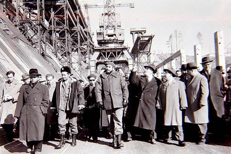 Посещение строительства Братской ГЭС. СССР, история, кастро