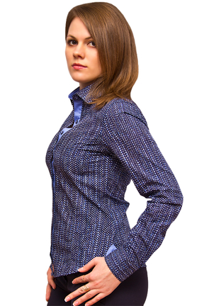 Купить Синяя деловая рубашка с классическим воротником недорого в Москве
