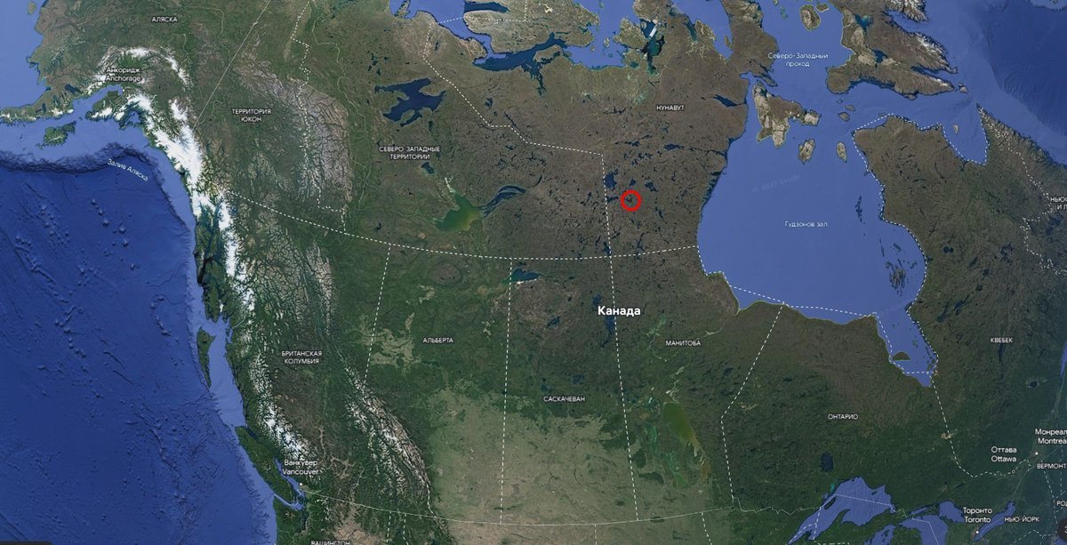Озеро Ангикуни в Канаде/ © earth.google.com