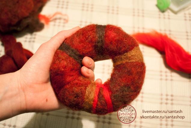 Валяние объемного браслета мастер класс