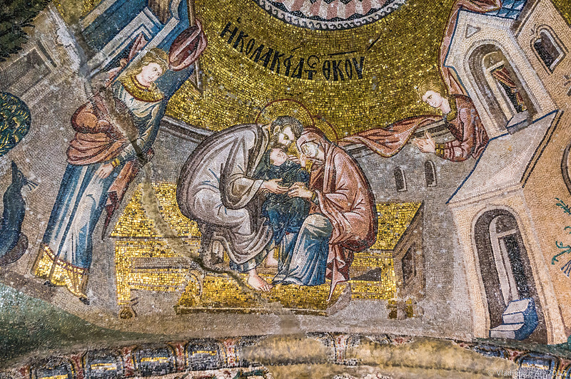 Ласкание Богородицы. Мозаики и фрески монастыря Хора. Церковь Христа Спасителя в Полях.
