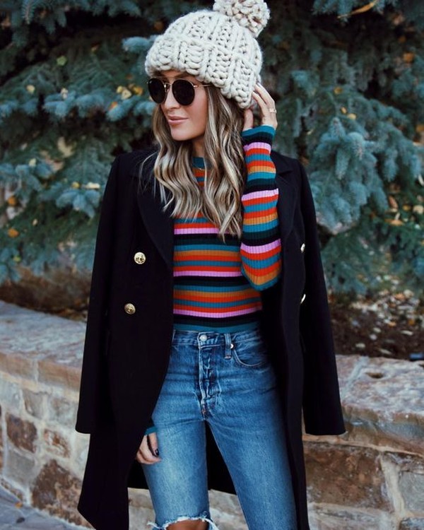 С чем носить джинсы зимой: модные образы на каждый день