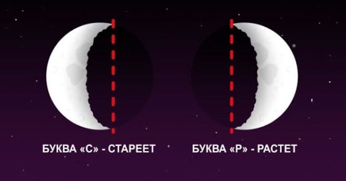 Отличить «растущий» месяц от «стареющего».