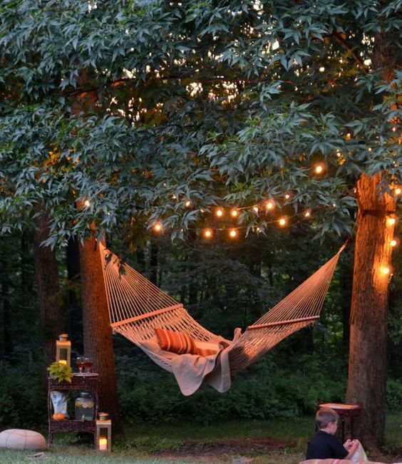  26 some LEDs over the hammock for a cozy and inviting look