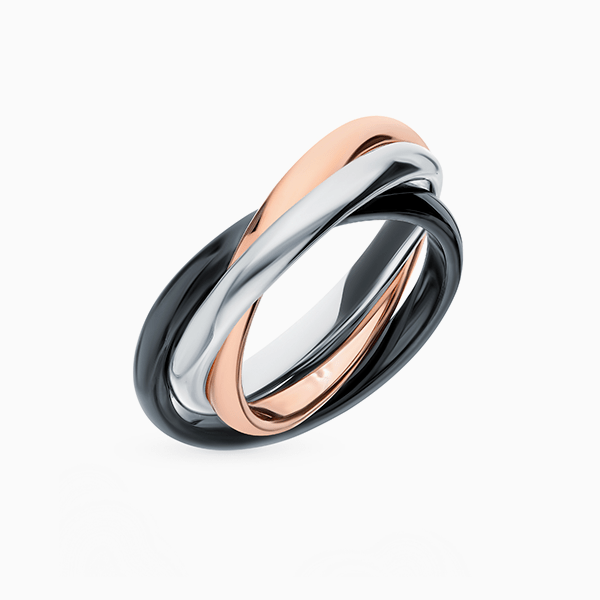 Обручальное кольцо SL, серебро, керамика 