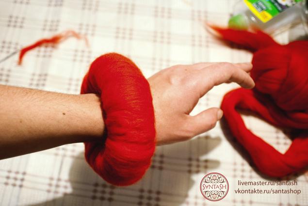 Валяние объемного браслета мастер класс