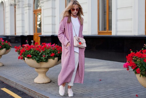 оттенки светло-розового, вязаная мода лето, стиль модные тенденции, женская уличная мода 2016 (фото 8) 