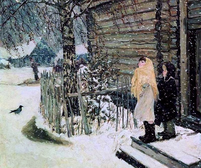 Пластов А.А Первый снег. 1946 (700x586, 214Kb)