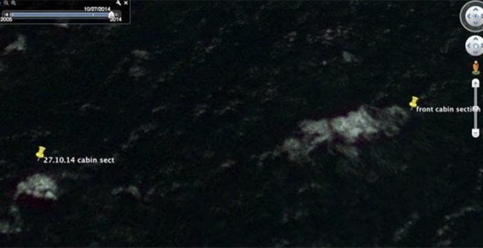 На снимке Питер МакМэхон отметил кабину авиалайнера MH370, Malaysia Airlines, google earth, исчезновение, рейс 370, самолет, снимок