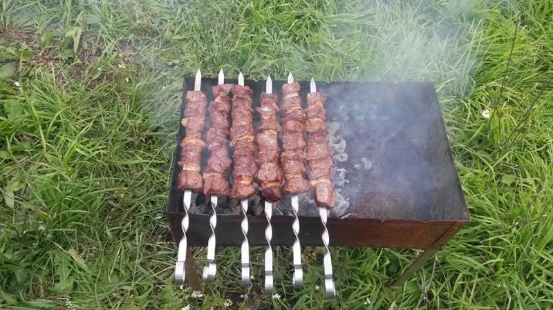 Шашлык из печени с курдюком еда, своими руками, шашлык