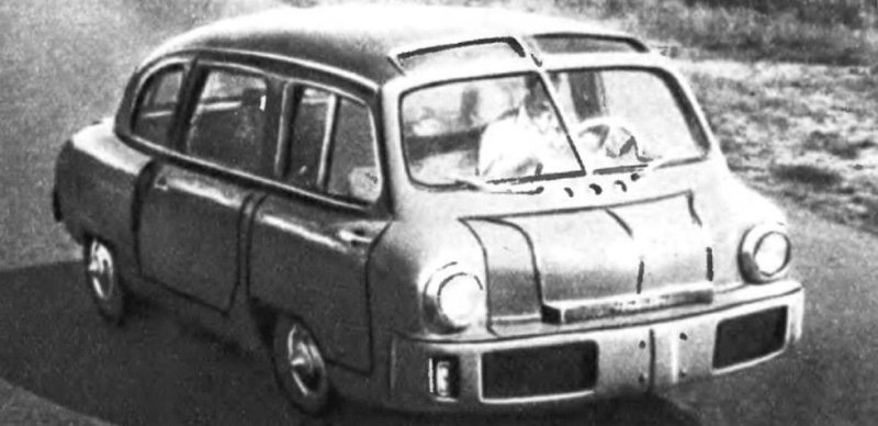Окончательный третий вариант НАМИ-013 с двумя радиаторами внутри бампера НАМИ, СССР, авто, автоистория, автомобили, малолитражка, разработки