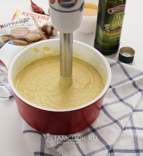 Пробить блендером горох с кунжутной массой