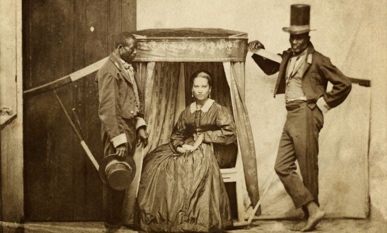 Женщина на носилках с двумя рабами. Бразилия, 1860 год. история, факты, фото