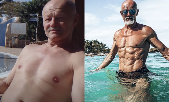 Трансформация в 65 лет: полному мужчине надоела дряблось и за полгода стал другим человеком