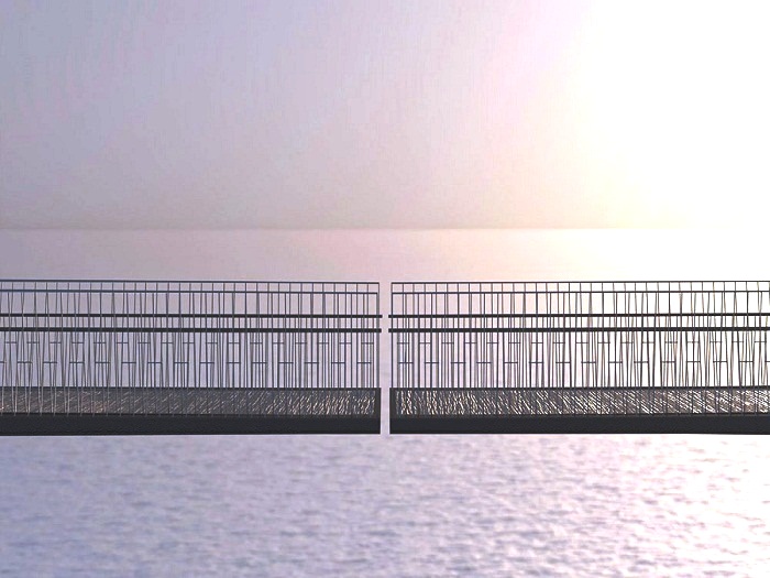 Пешеходный мост над пропастью в Англии без опор и с просветом посередине