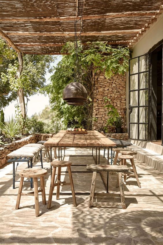  19 Mediterranean inspired dining space with a rustic dining set for a warm look