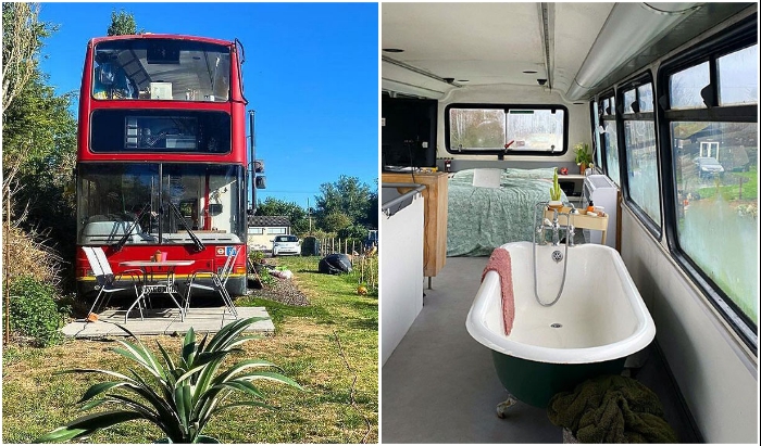 Двухэтажный автобус вдохновил британскую пару на создание дома мечты для дома и дачи,интерьер,новая жизнь старых вещей