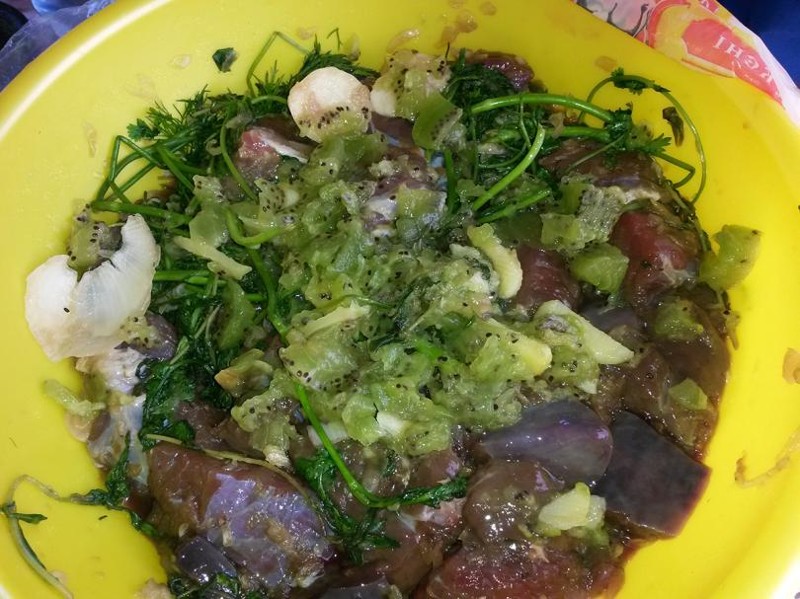 Шашлык из печени с курдюком еда, своими руками, шашлык