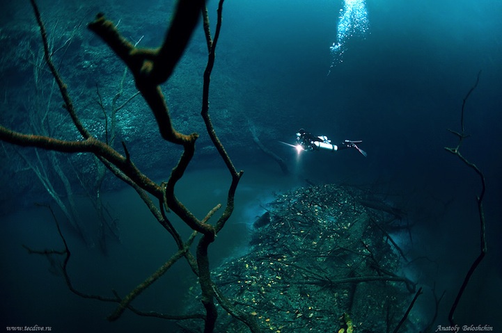 Удивительная подводная река у берегов Мексики Мексика,подводная река,Юкатан