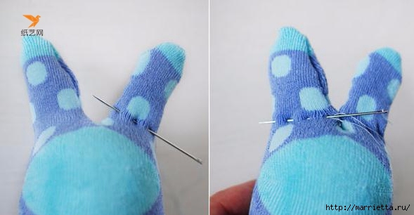 Забавные кролики из носков. Мастер-класс (10) (589x306, 75Kb)