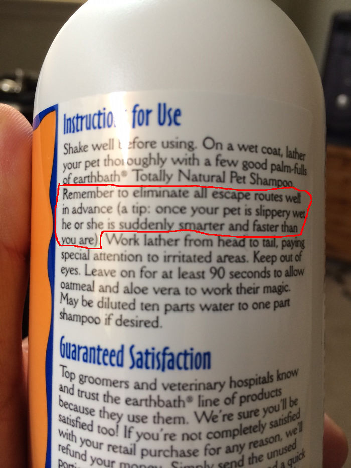 The Instructions For My New Dog Shampoo