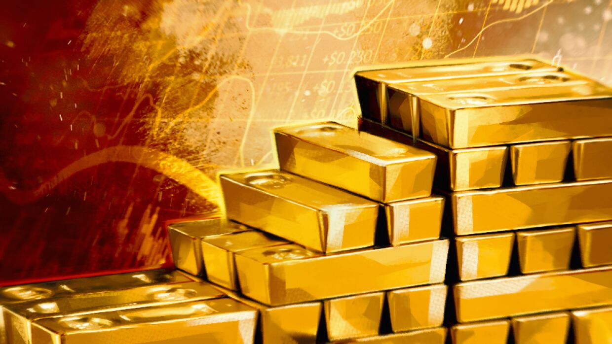 Выгодно вкладывать в золото. Золото в экономике. Инвестирование в драгоценные металлы. Золото в банке. Гора золотых слитков.