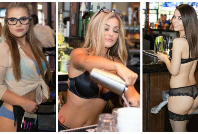 Beauties waitresses from sport bars