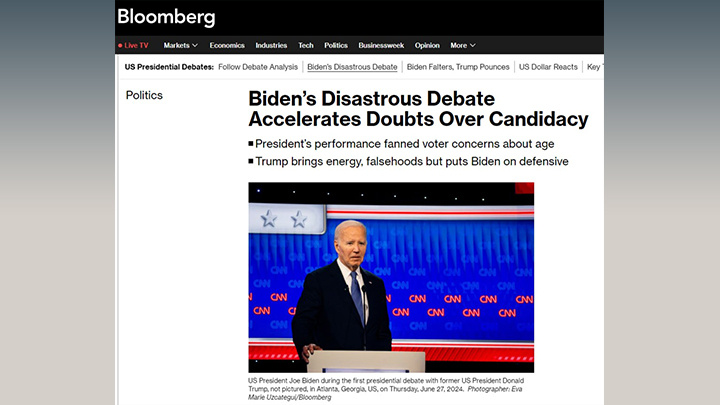 Скрин агентства Bloomberg. "Это провал, президент Байден"