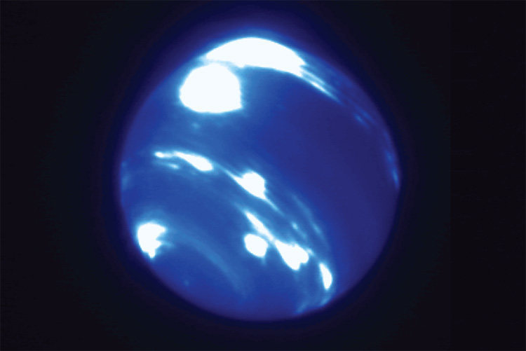 The bright storm at the planet's equator took scientists by surprise.