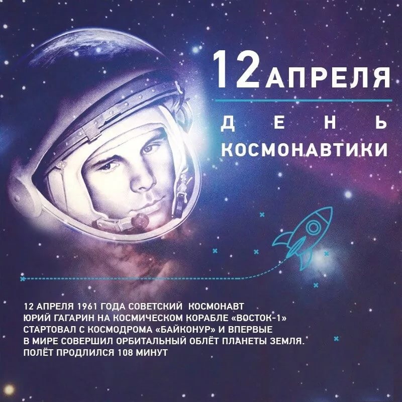 Открытка ко дню космонавтике