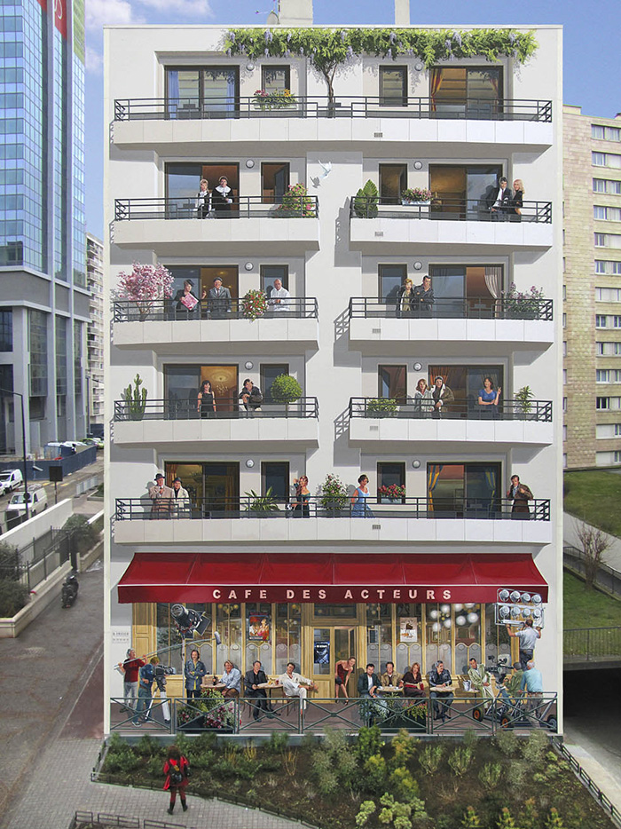 Художник превращает скучные фасады в яркие сценки, полные жизни городская среда,декор,для дома и дачи