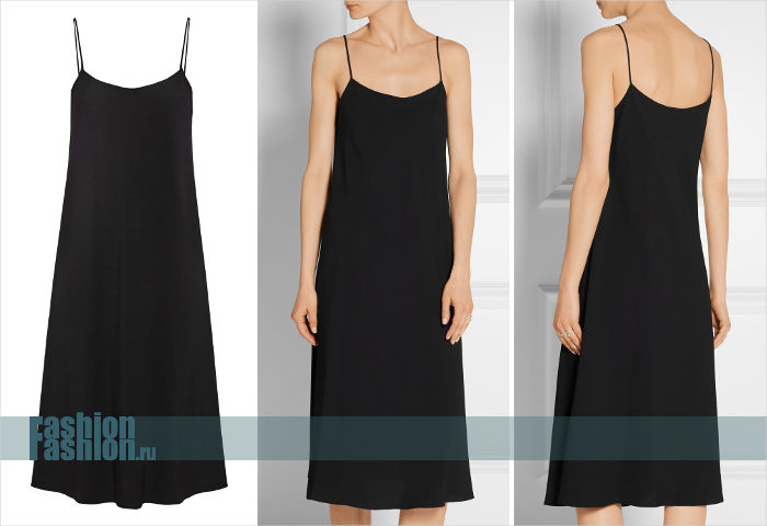 Модное черное платье комбинация